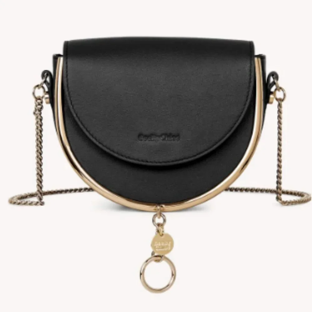 See by Chloe Mara Leather Saddle Crossbody Bag Black - Picture 1 of 11